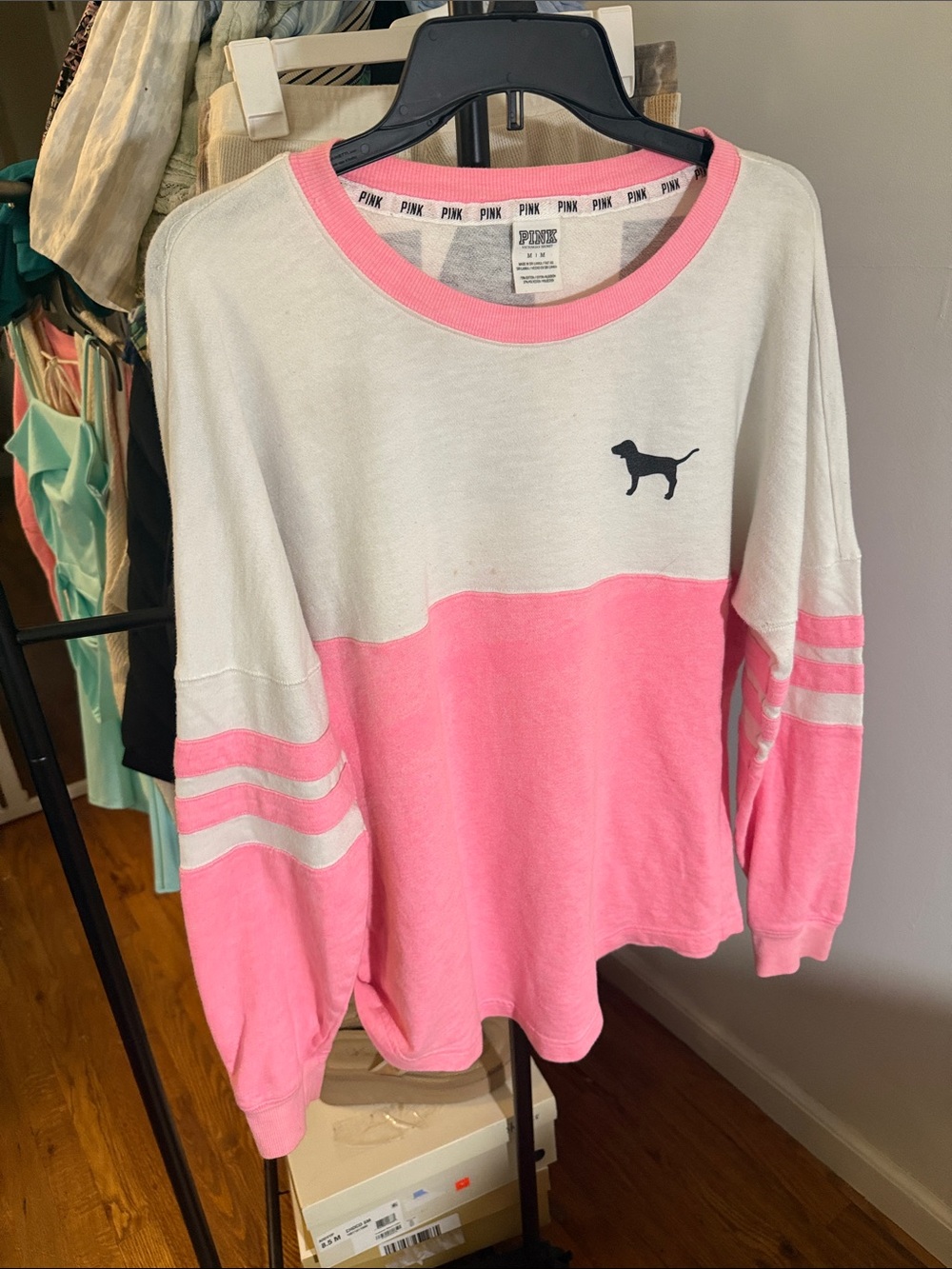 PINK  Victoria secret Colorblock Longsleeve Pullover - White & Pink 2014
